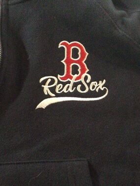 Genuine Merchandise Black Zip Hoodie with Red and White Embroidery